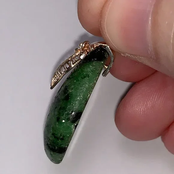 Ruby in Zoisite Pendant with Leaf Bail - Picture 3 of 15